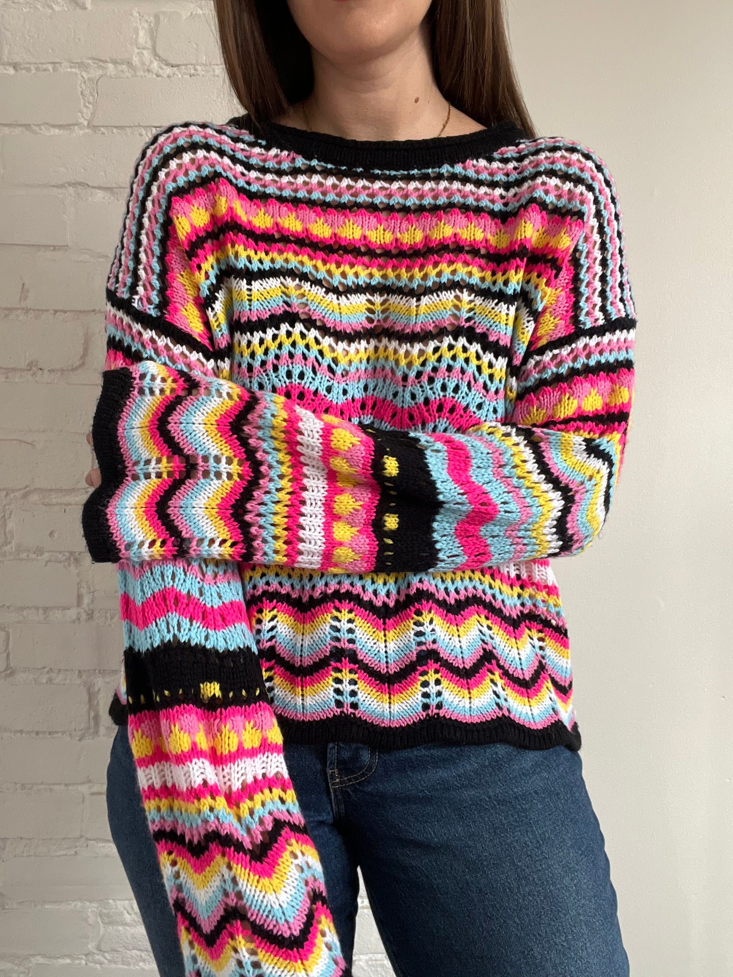 Loose Rainbow Knitted Sweater - M/L