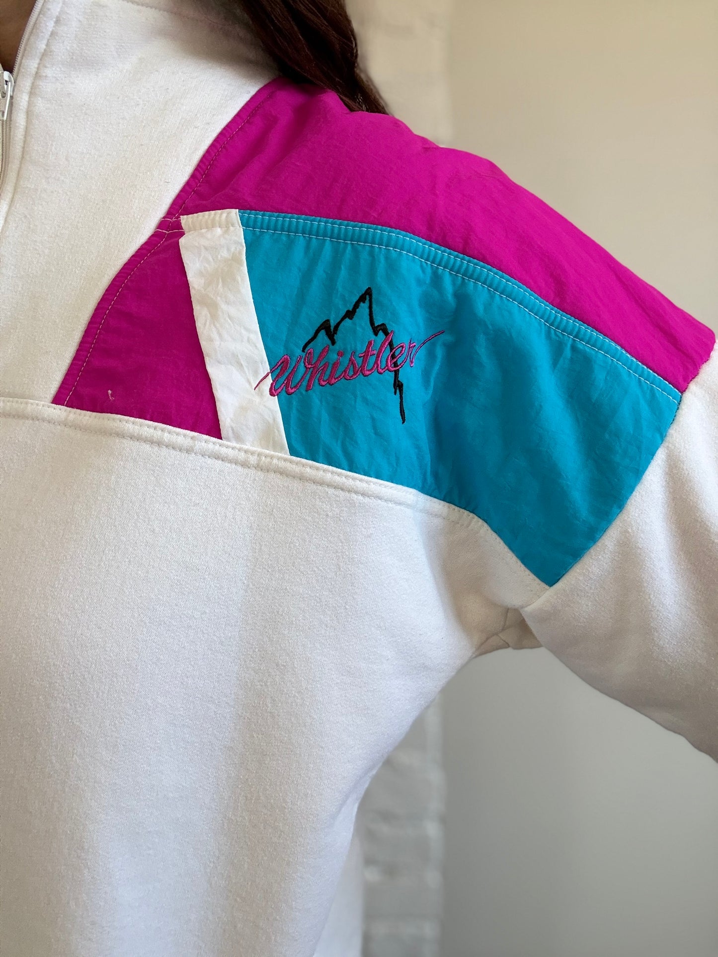 Retro Whistler Quarter Zip Sweater - Size L