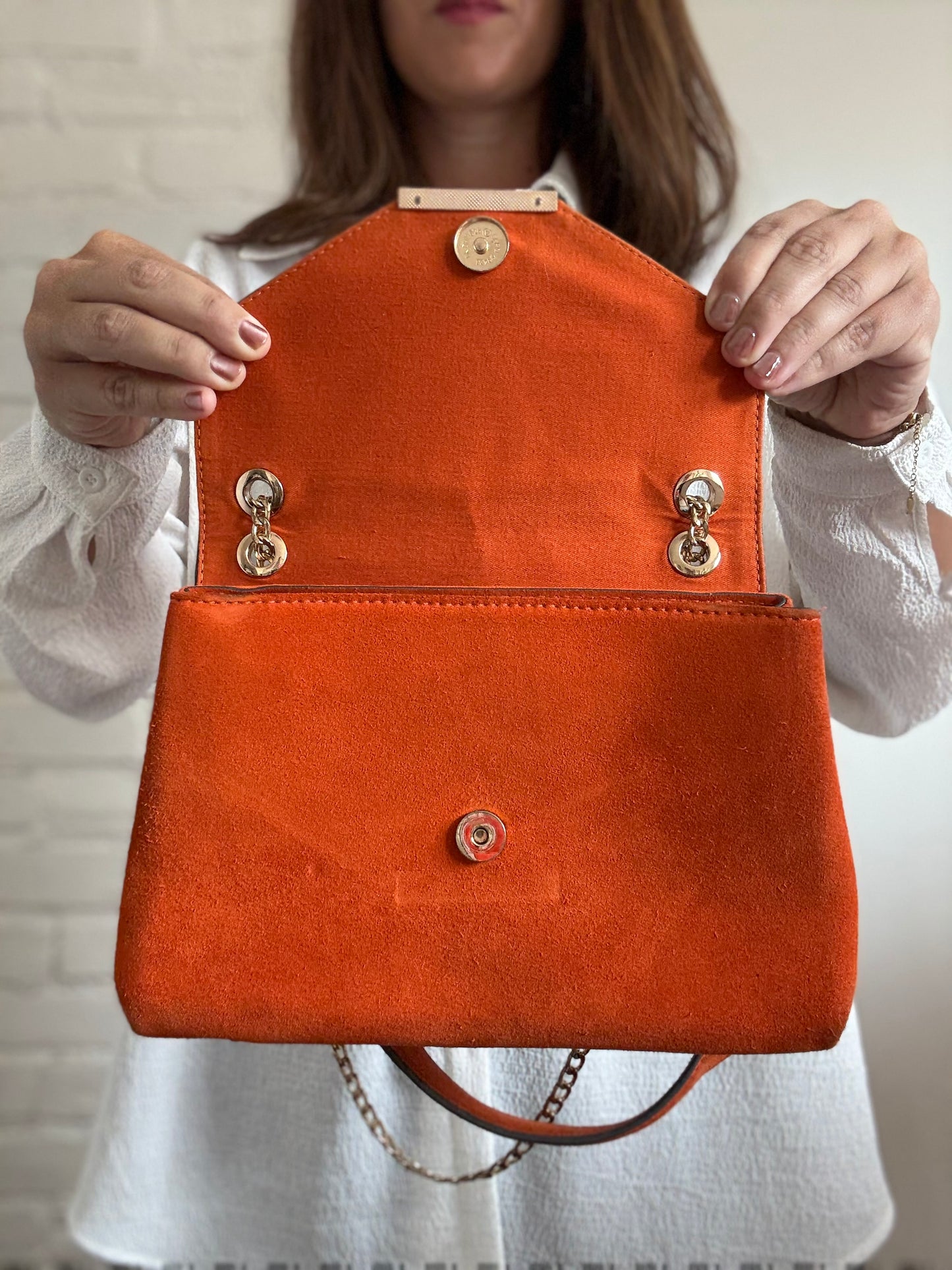 Orange Leather Suede Purse