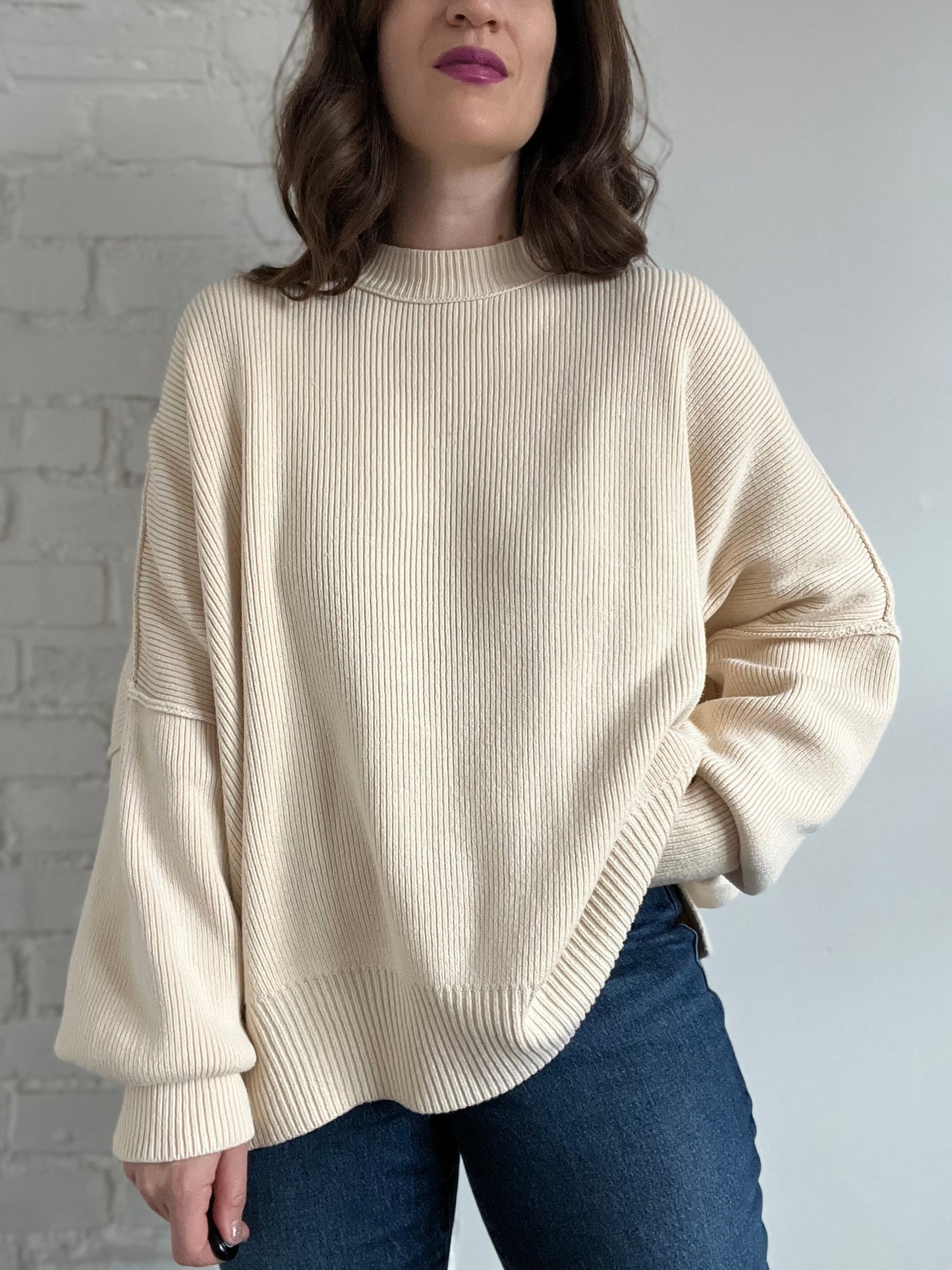 Free People Oversized Knit Sweater - M