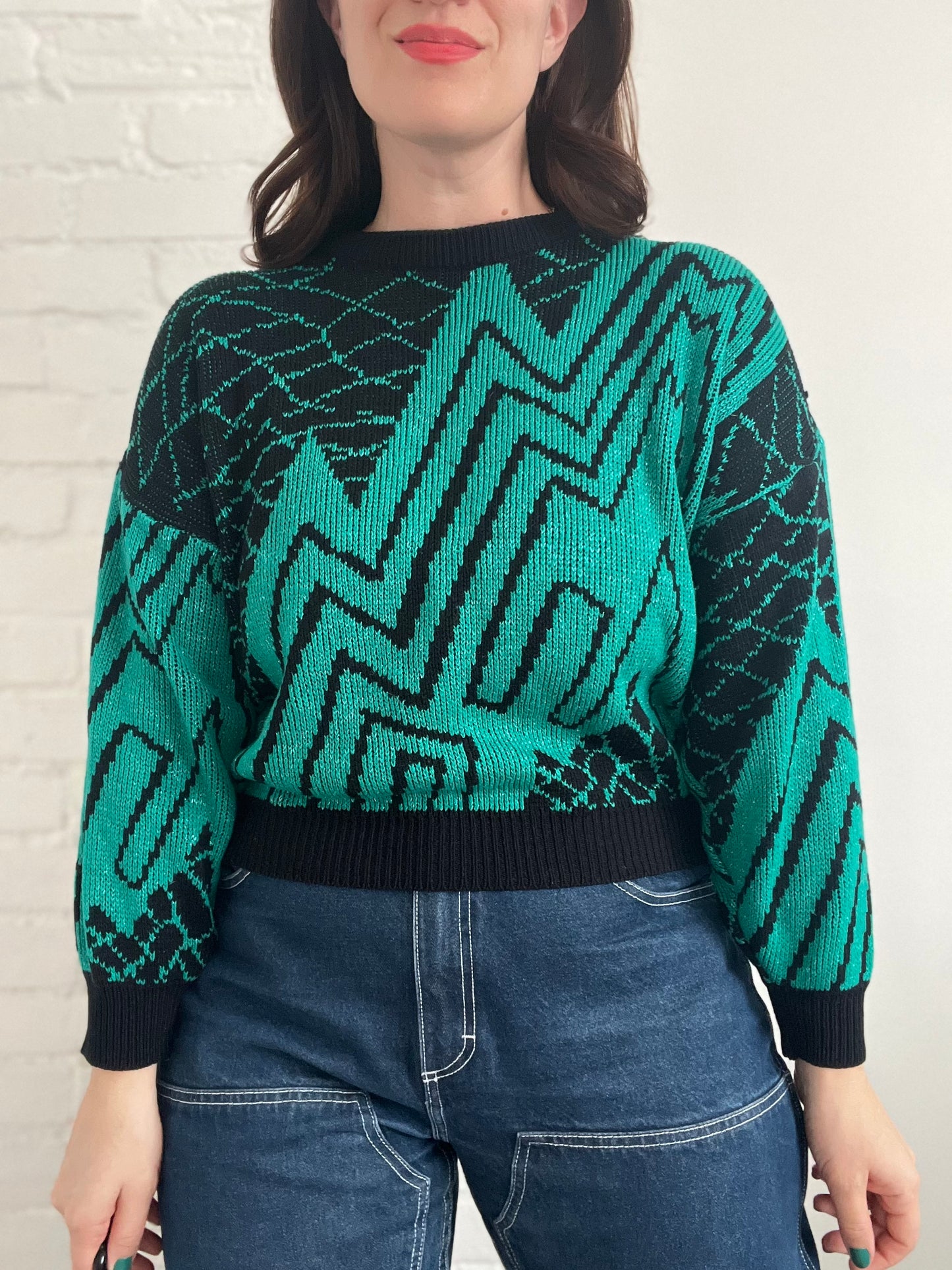 Green and Black Cropped Knit - S/M