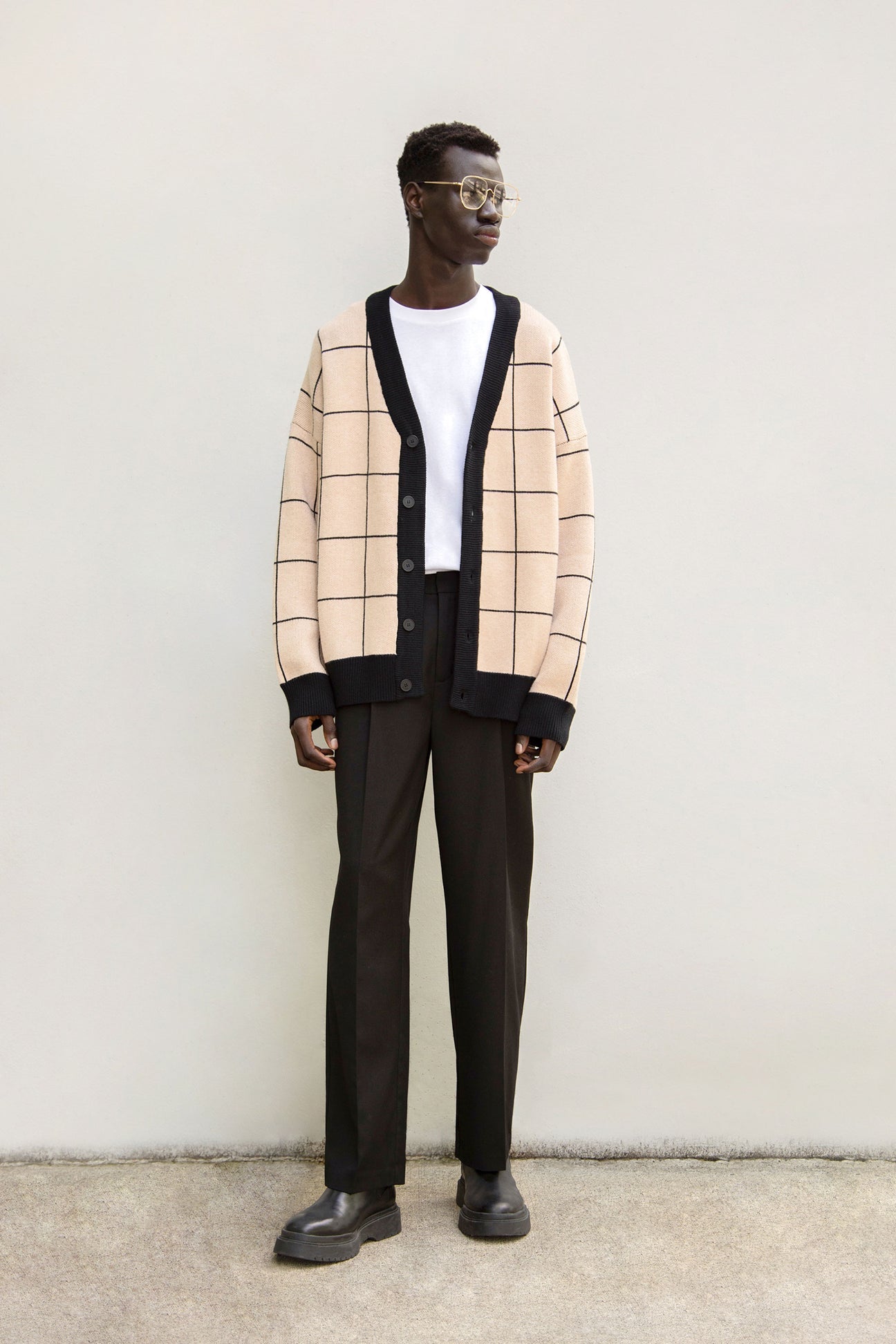 Oak + Fort Grid Cardigan - Sz. S (Oversized)