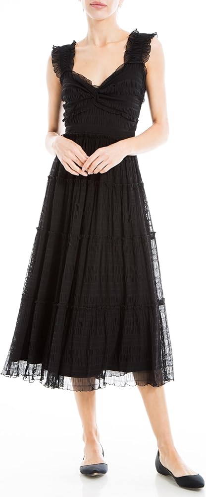 Max Studio Ruffle Mesh Maxi - S