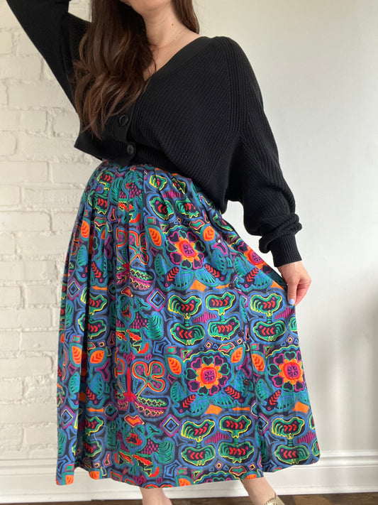 Abstract Rainbow Turkey Love Skirt - S/M