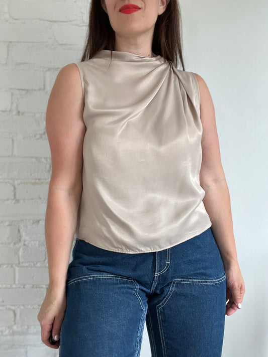 Ruched Satin Effect Top - L