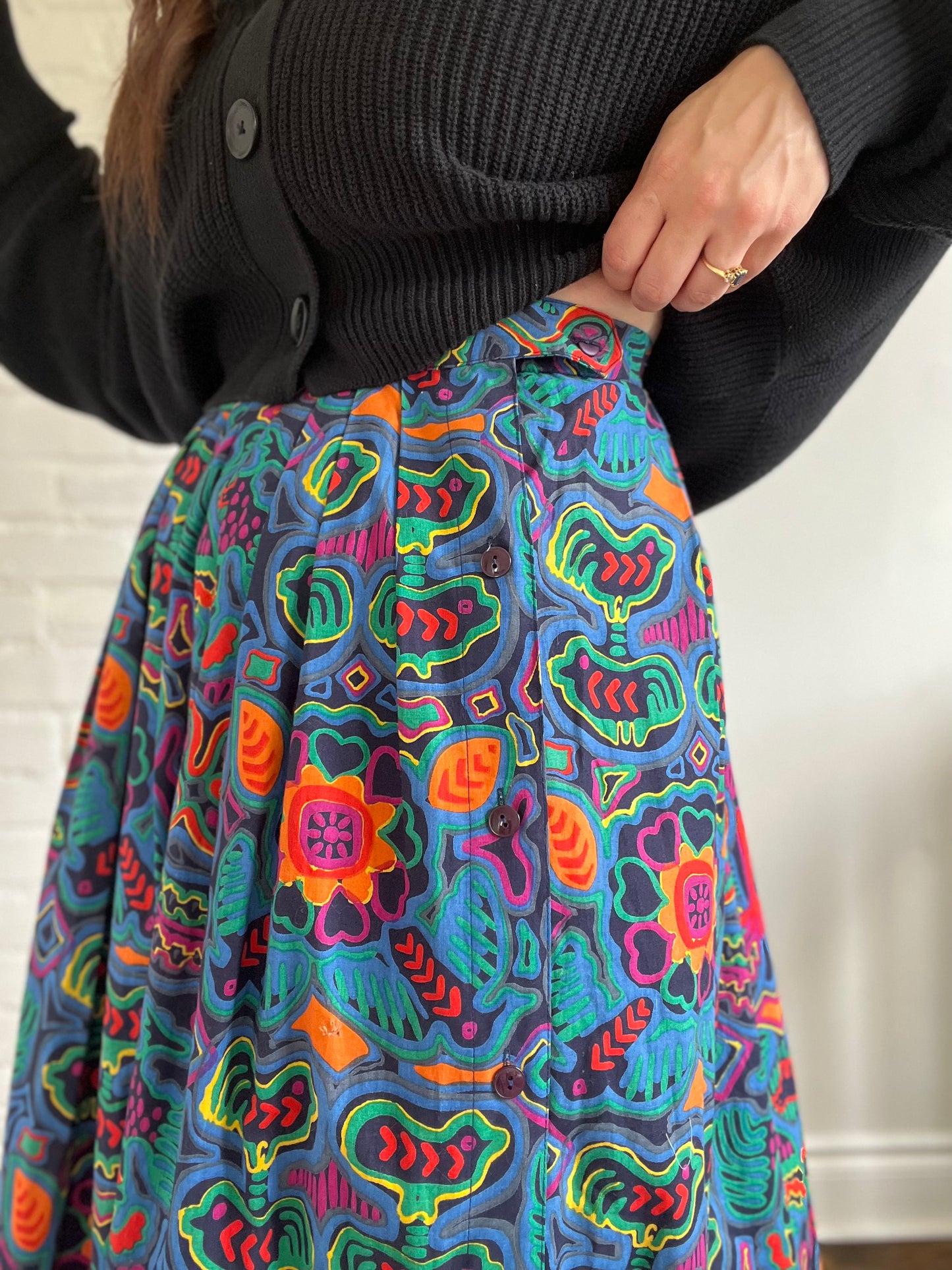 Abstract Rainbow Turkey Love Skirt - S/M
