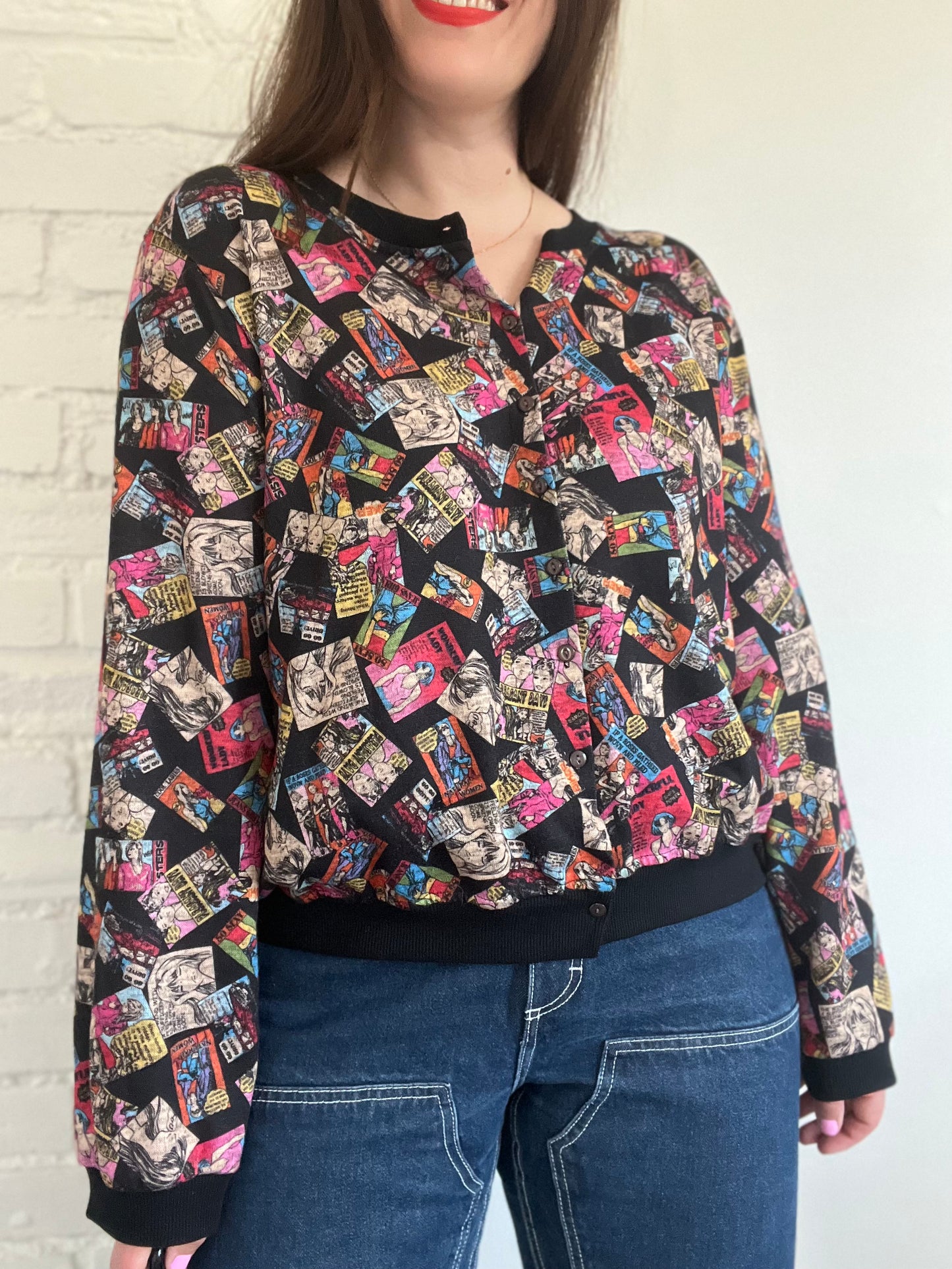 Pop Art Comic Pullover Sweater - XL