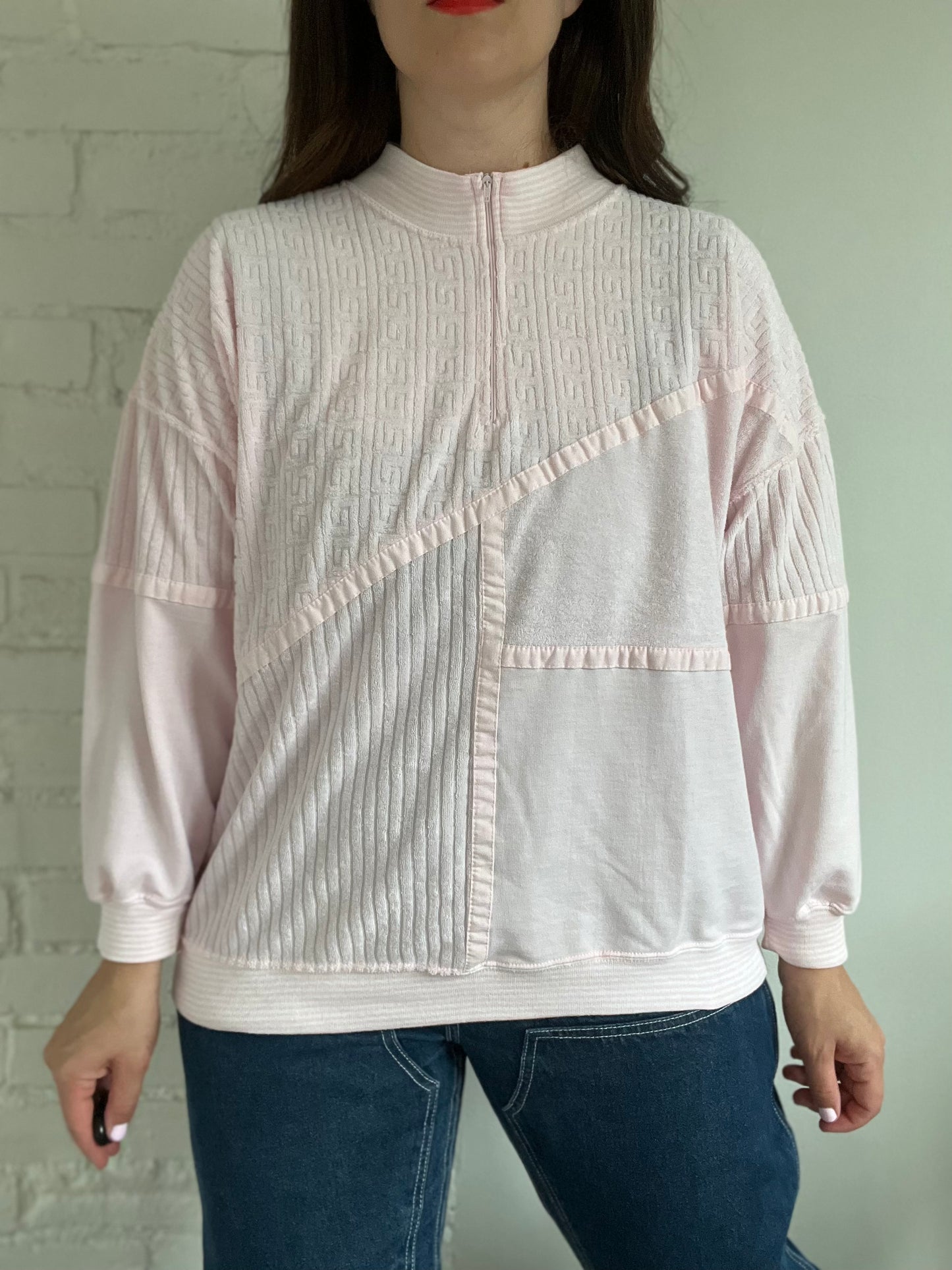 Sporty Terry Cloth Pullover Sweater - XL