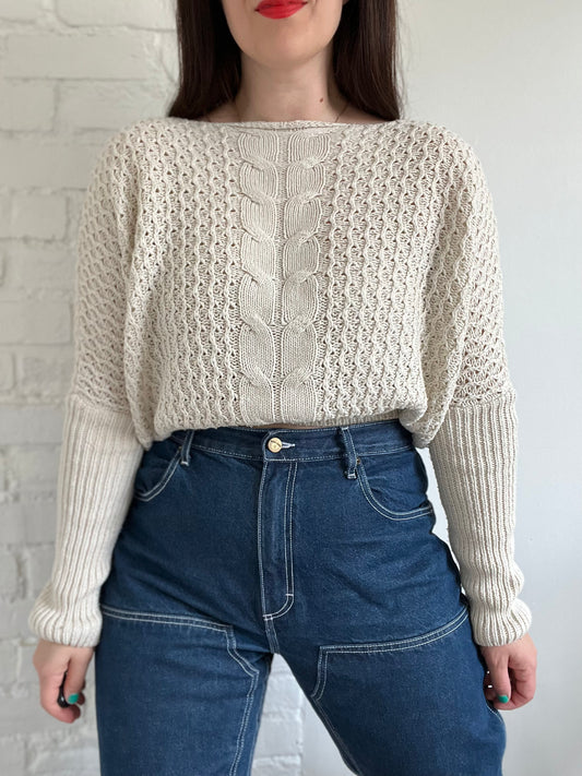Cropped Lightweight Knit Sweater - S