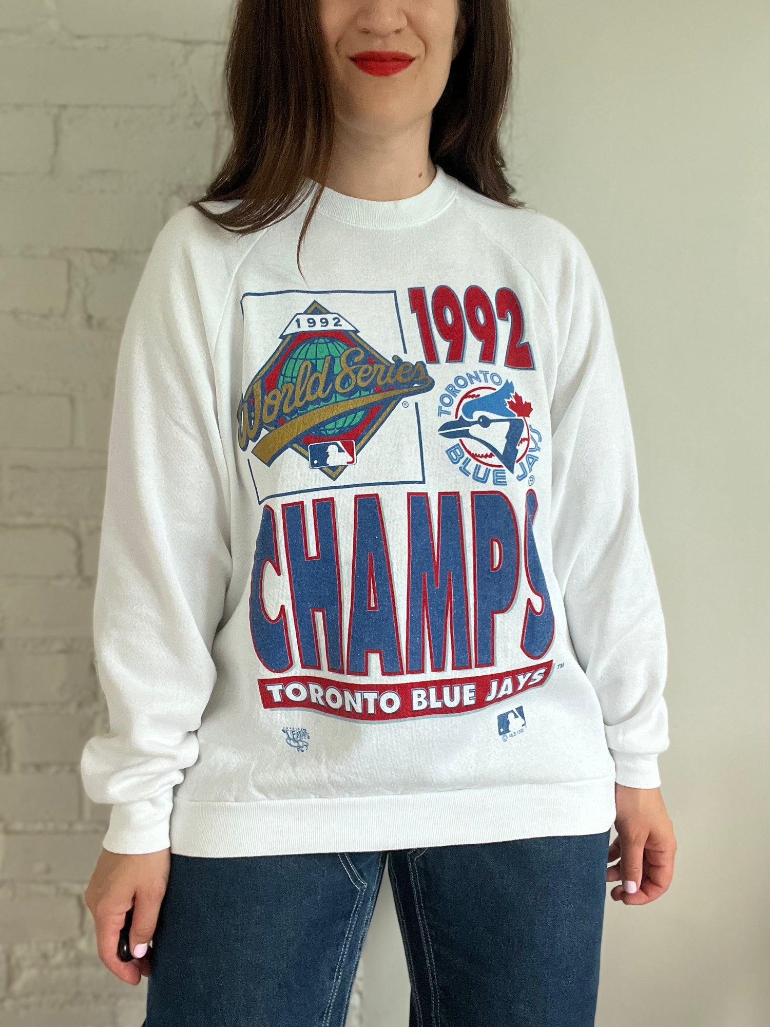 1992 World Series Blue Jays Champion Sweater L XL