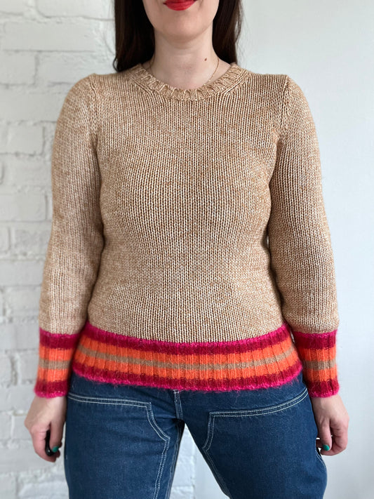 Brown & Multicolour Knit Sweater - S