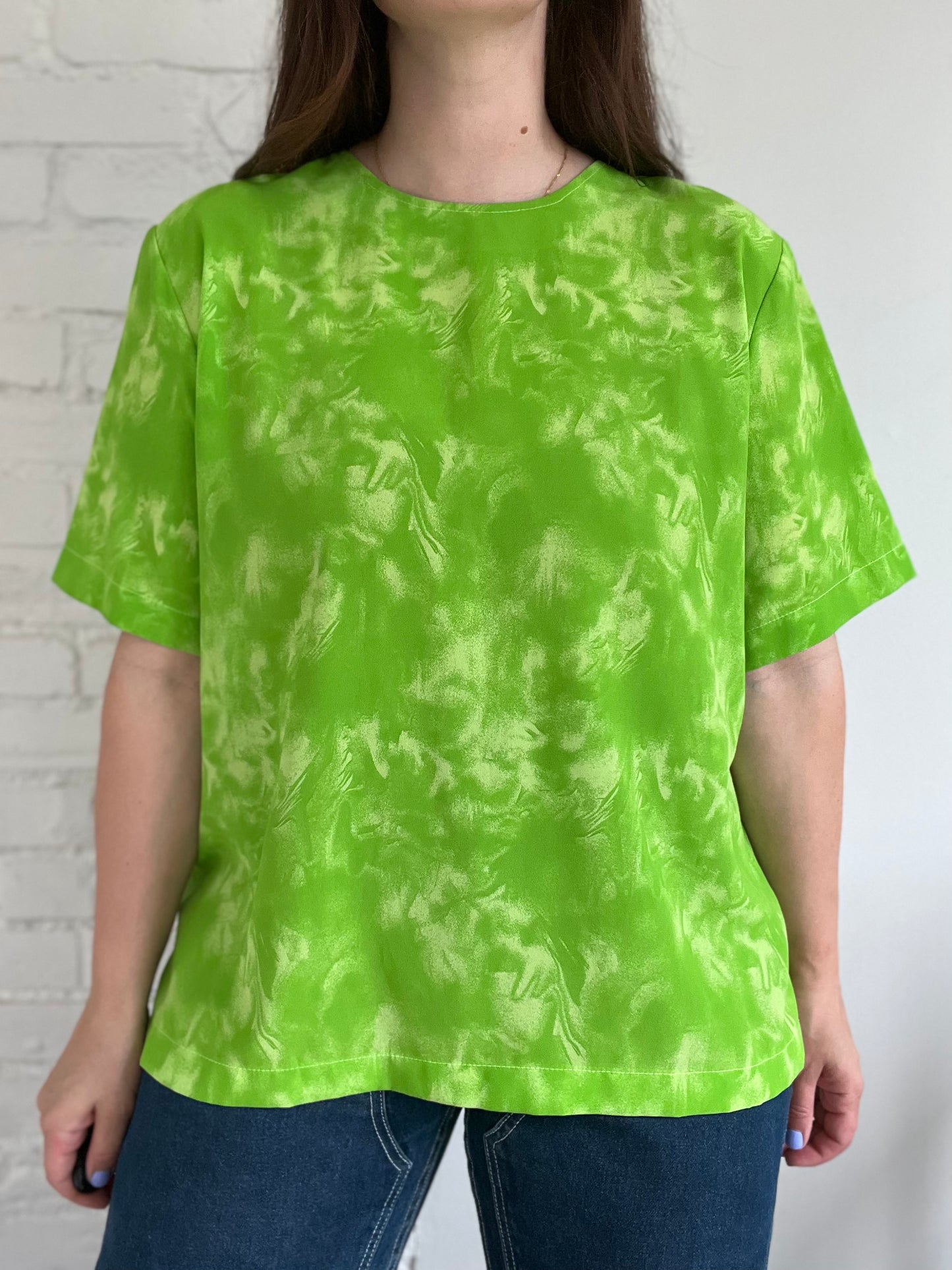 Tie Dye Neon Green Blouse - XL