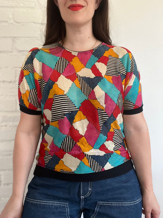 Colourful Retro Patch Top - S/M