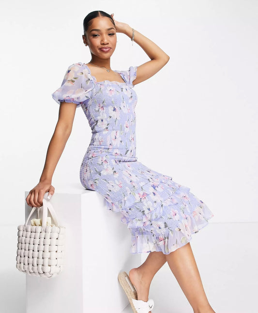Abercrombie Floral Shirred Summer Dress - S