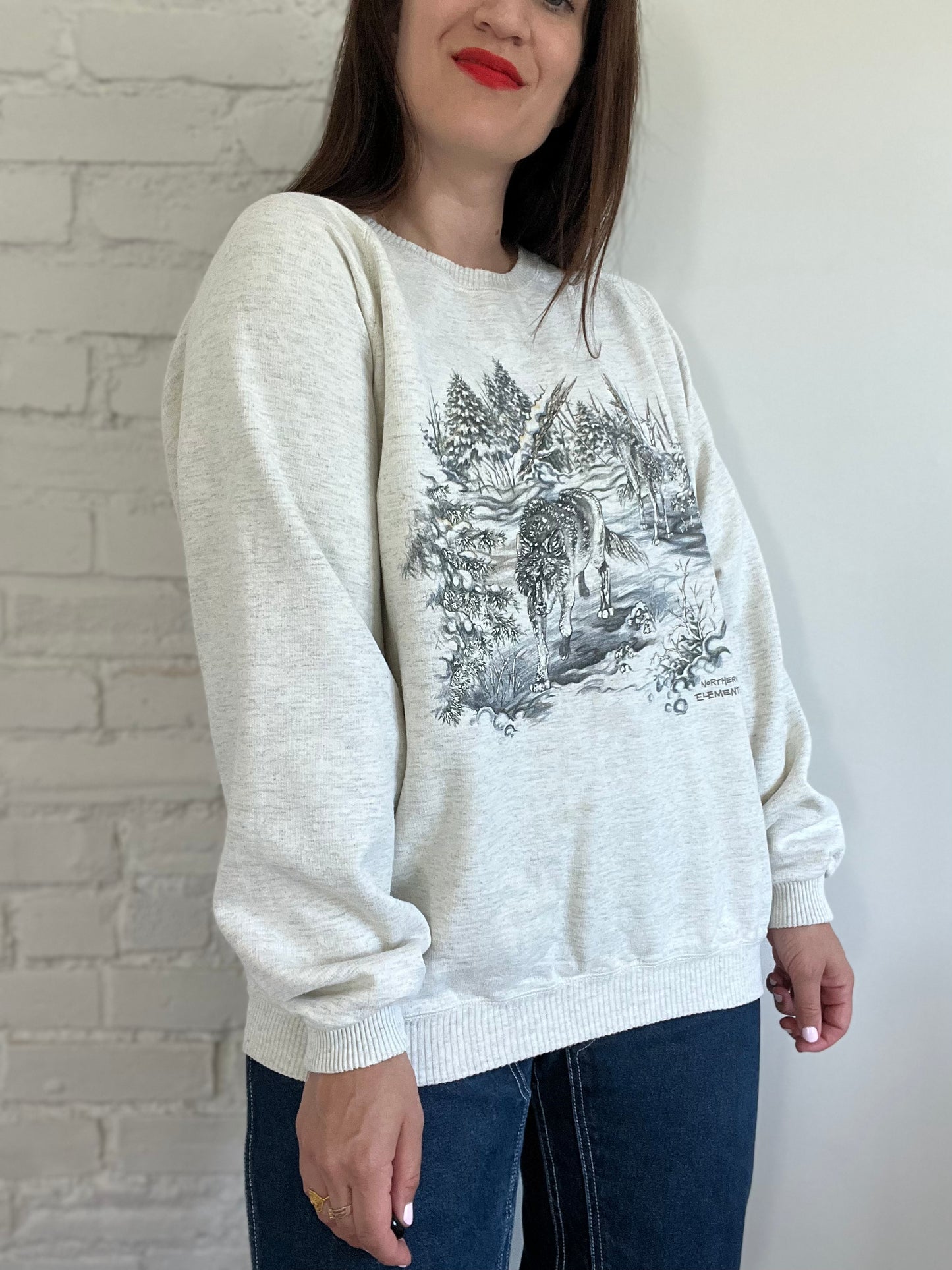 Heather Grey Wolf Sweater - XL