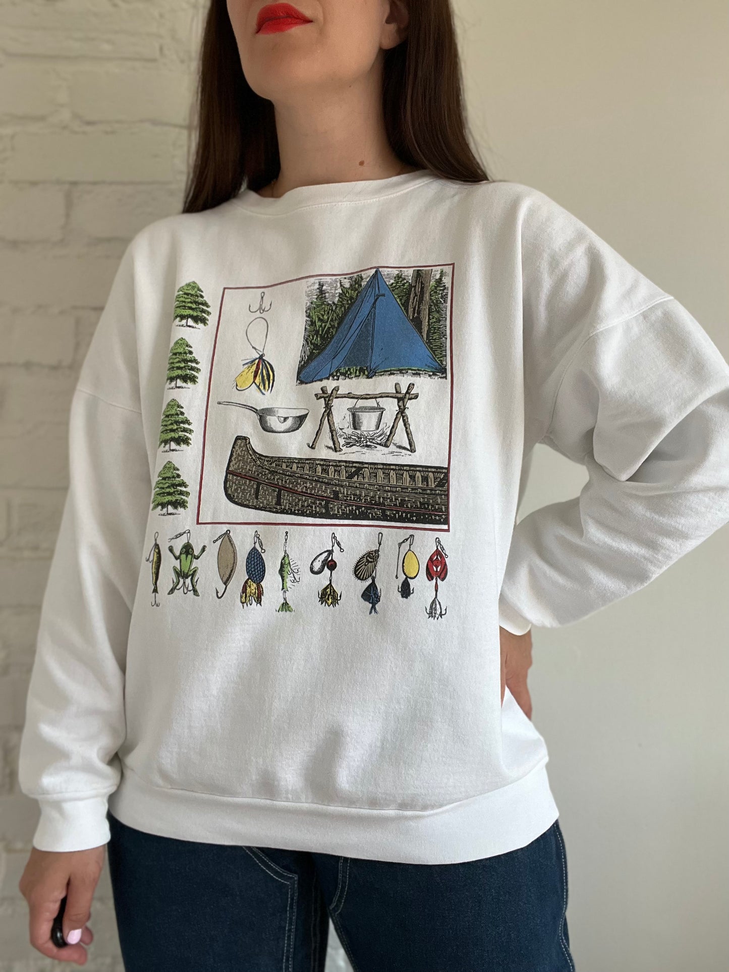 Foodie Fish Campground Sweater - XL