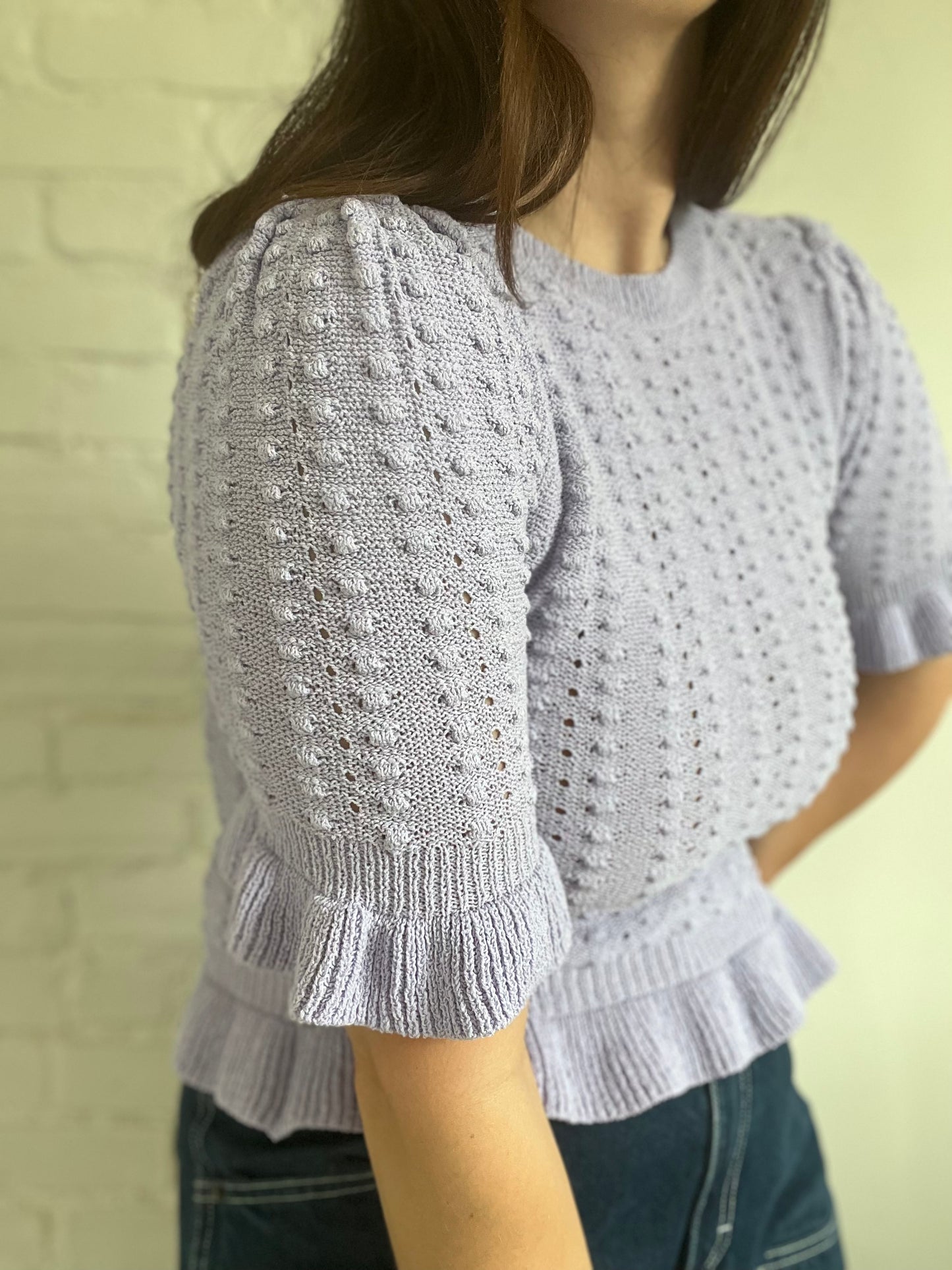 Popcorn Stitch Pullover Sweater - S