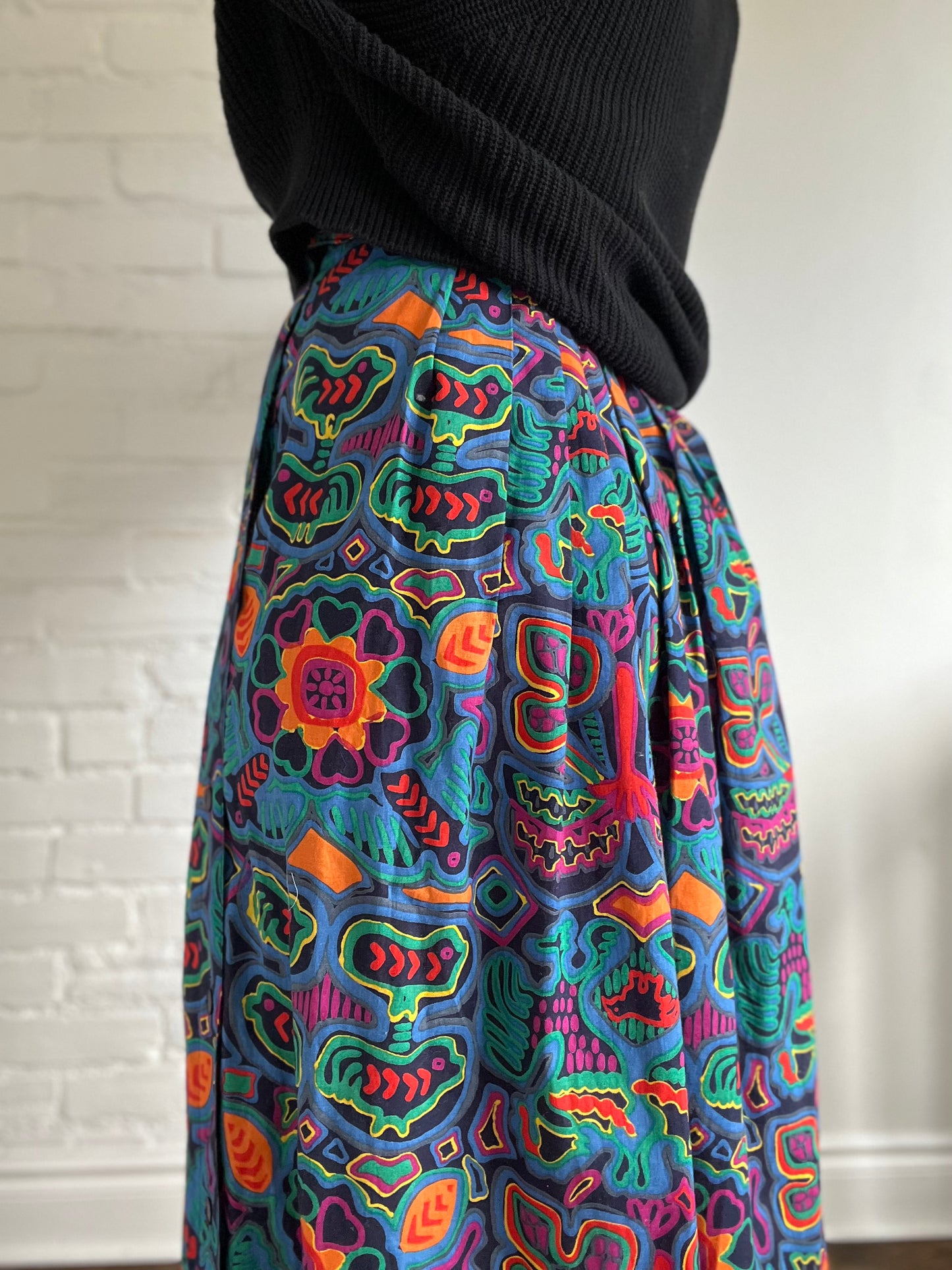 Abstract Rainbow Turkey Love Skirt - S/M