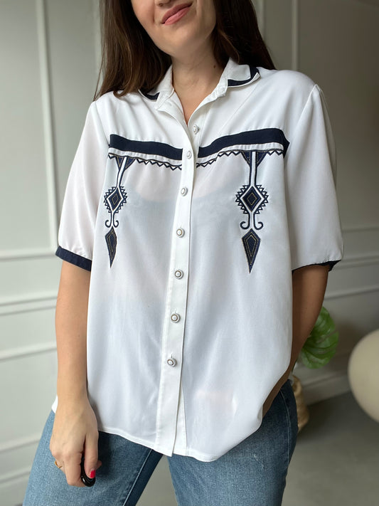 Geometrical Embroidered Button-Up - Size XL/XXL