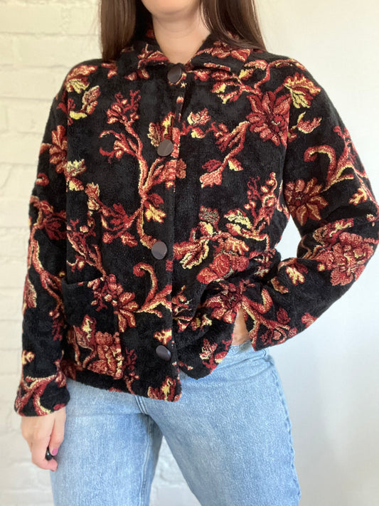 Vintage Floral Teddy Shacket - Size XL