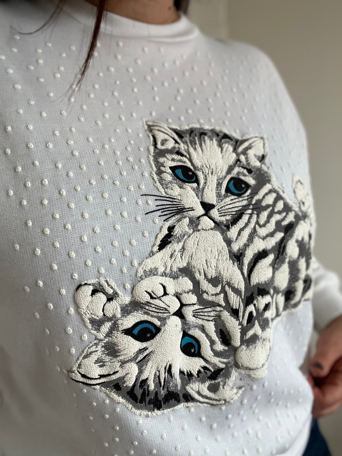 Snowy Kittens Sweater - S