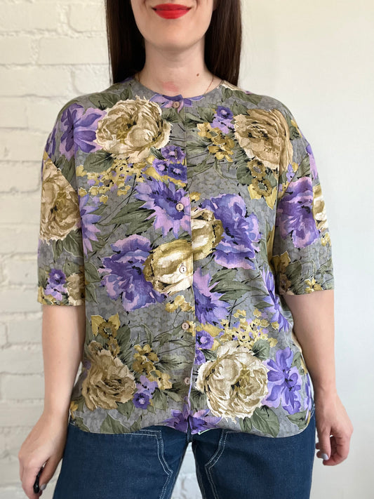 Queen Florals Button-Up Top - XL