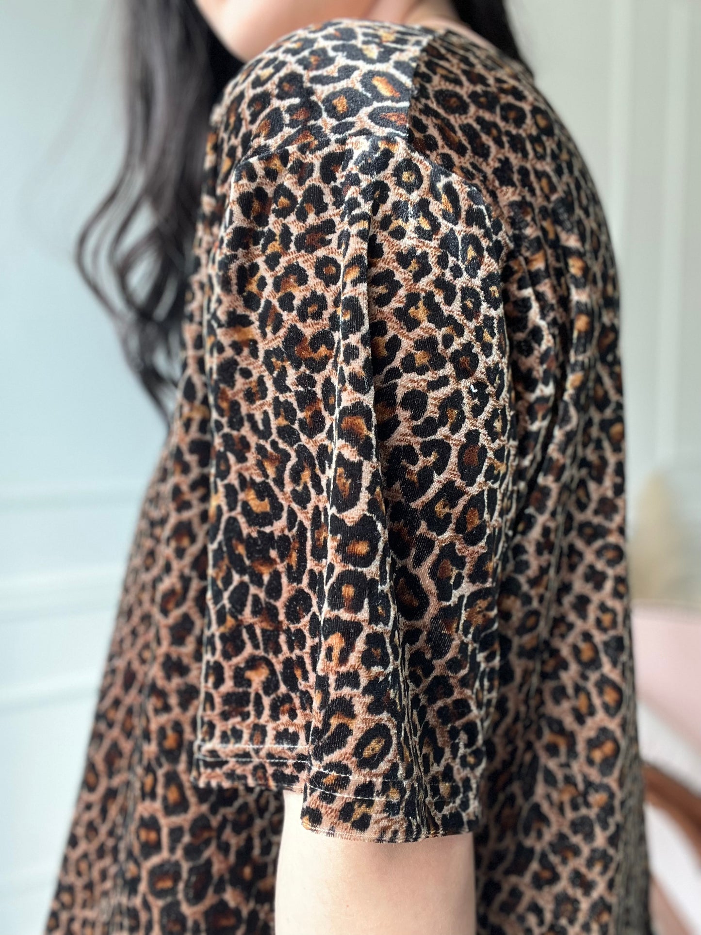 Relaxed Velvet Leopard Top - Size XL/XXL