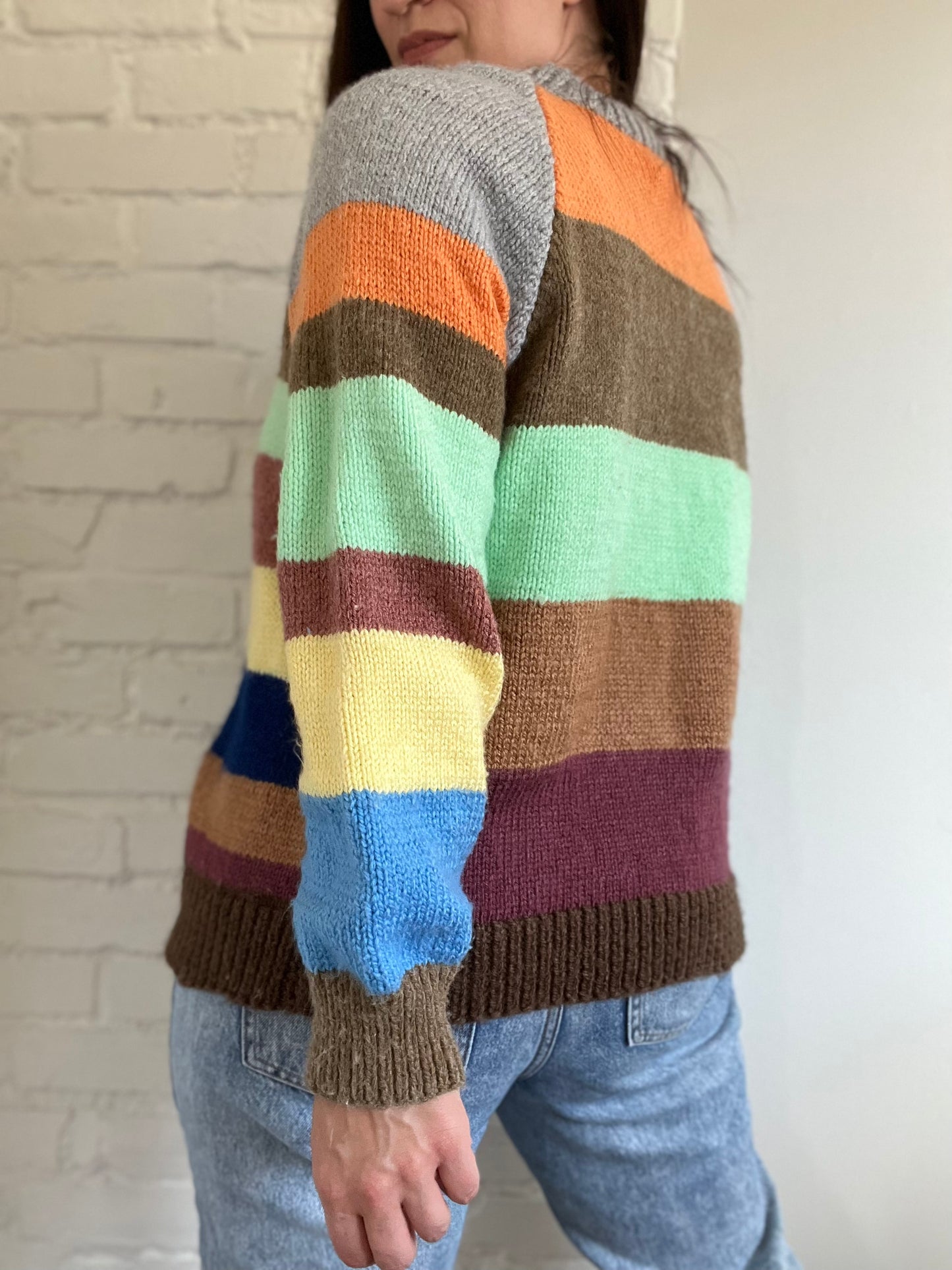 Varsity Striped Chunky Sweater - Size XL