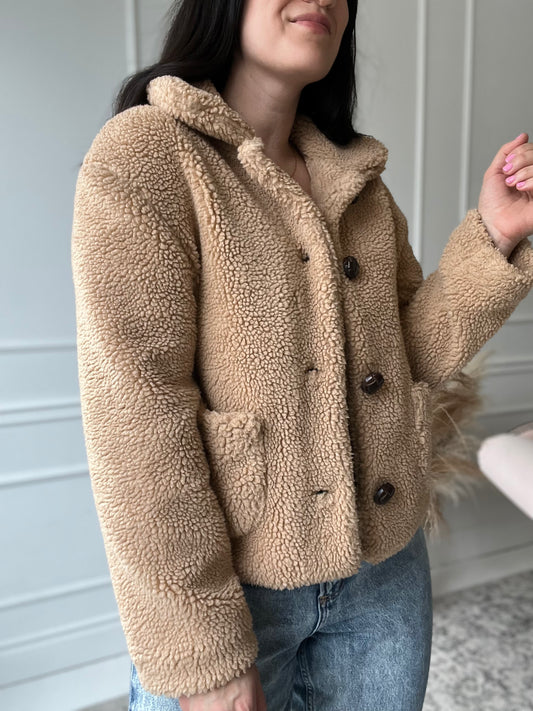 Neutral Teddy Vintage Jacket - Size S