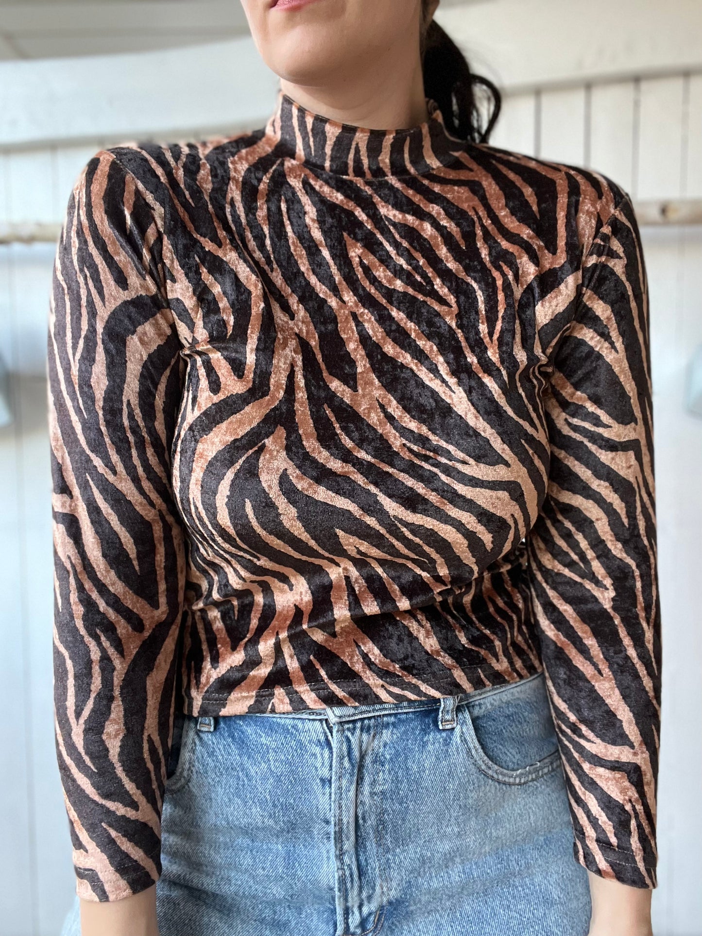 Velvet Zebra Crop Top - Size S