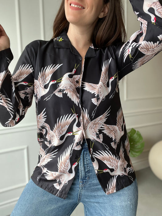 Fly Away Satin Blouse - Size M/L