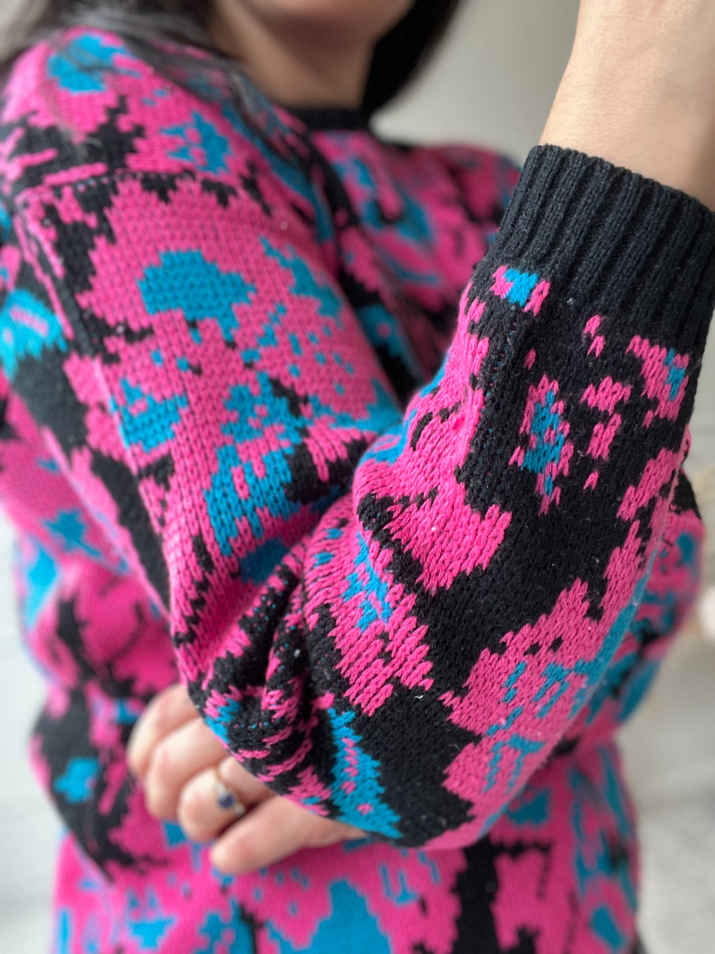 Hot Pink Abstract Knit - Size S/M
