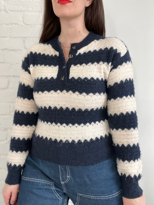 Striped Dainty Knit Sweater - S