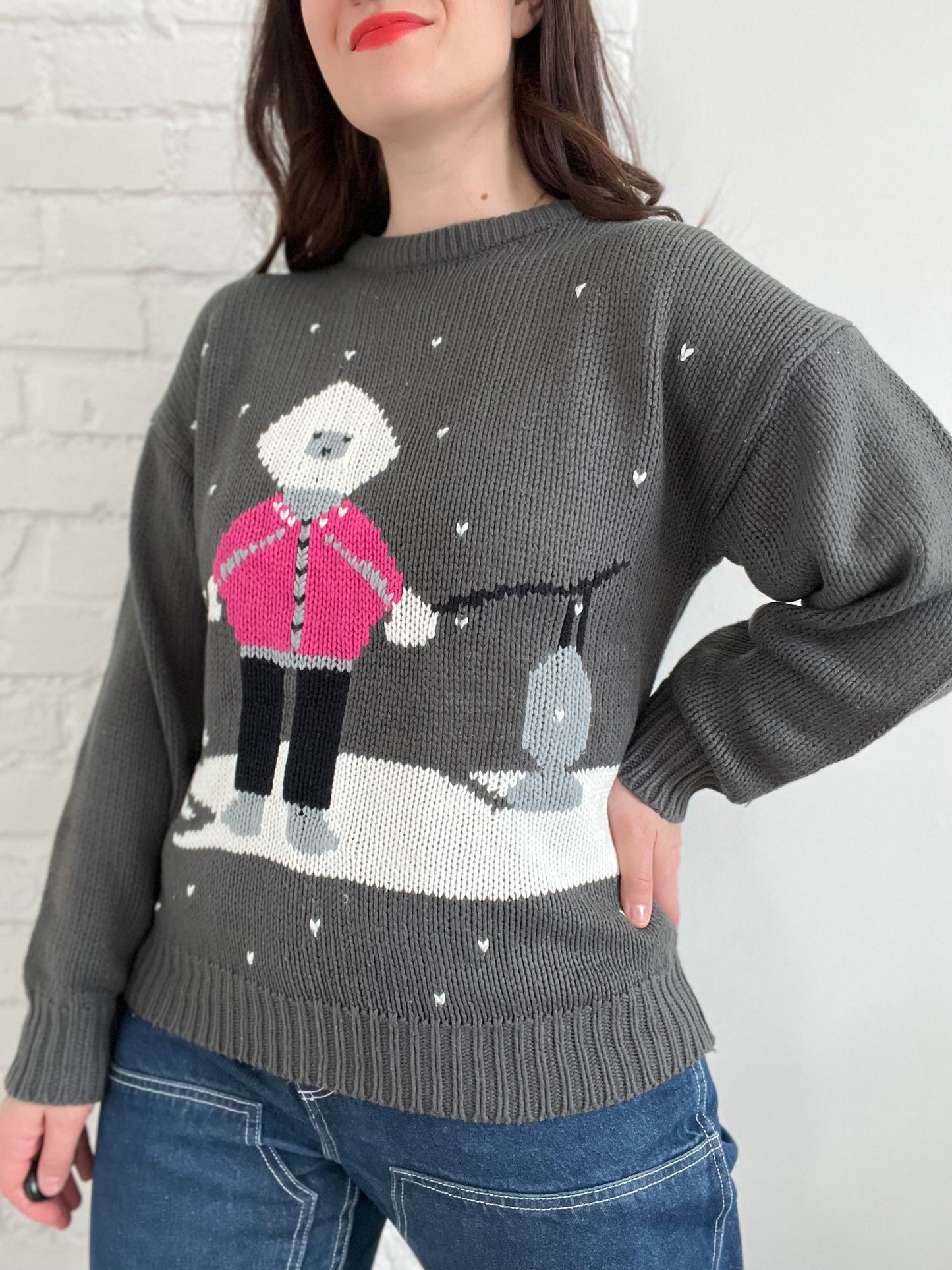 Vintage Ice Fishing Knit Sweater - L