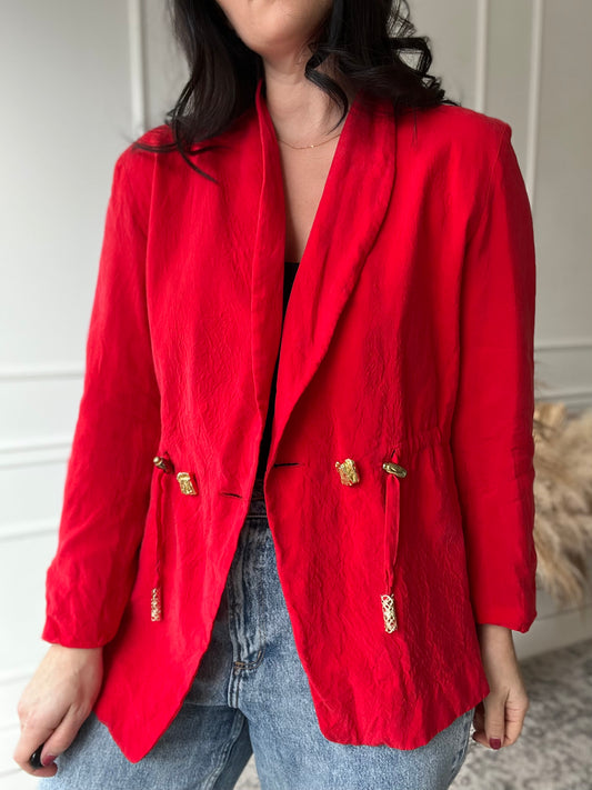 100% Silk Cherry Bomb Jacket - Size M