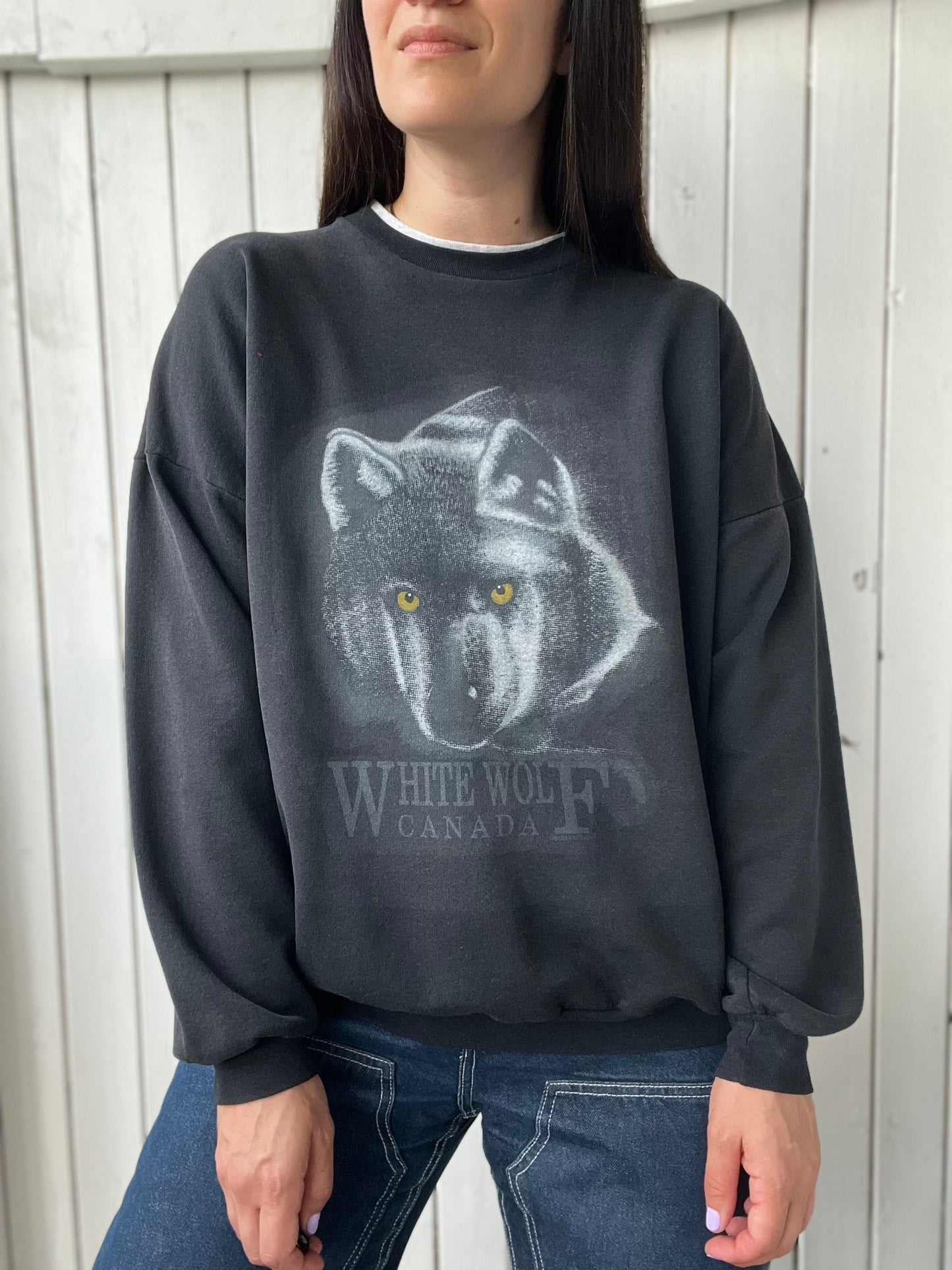 White Wolf Crewneck Sweater - Size XL