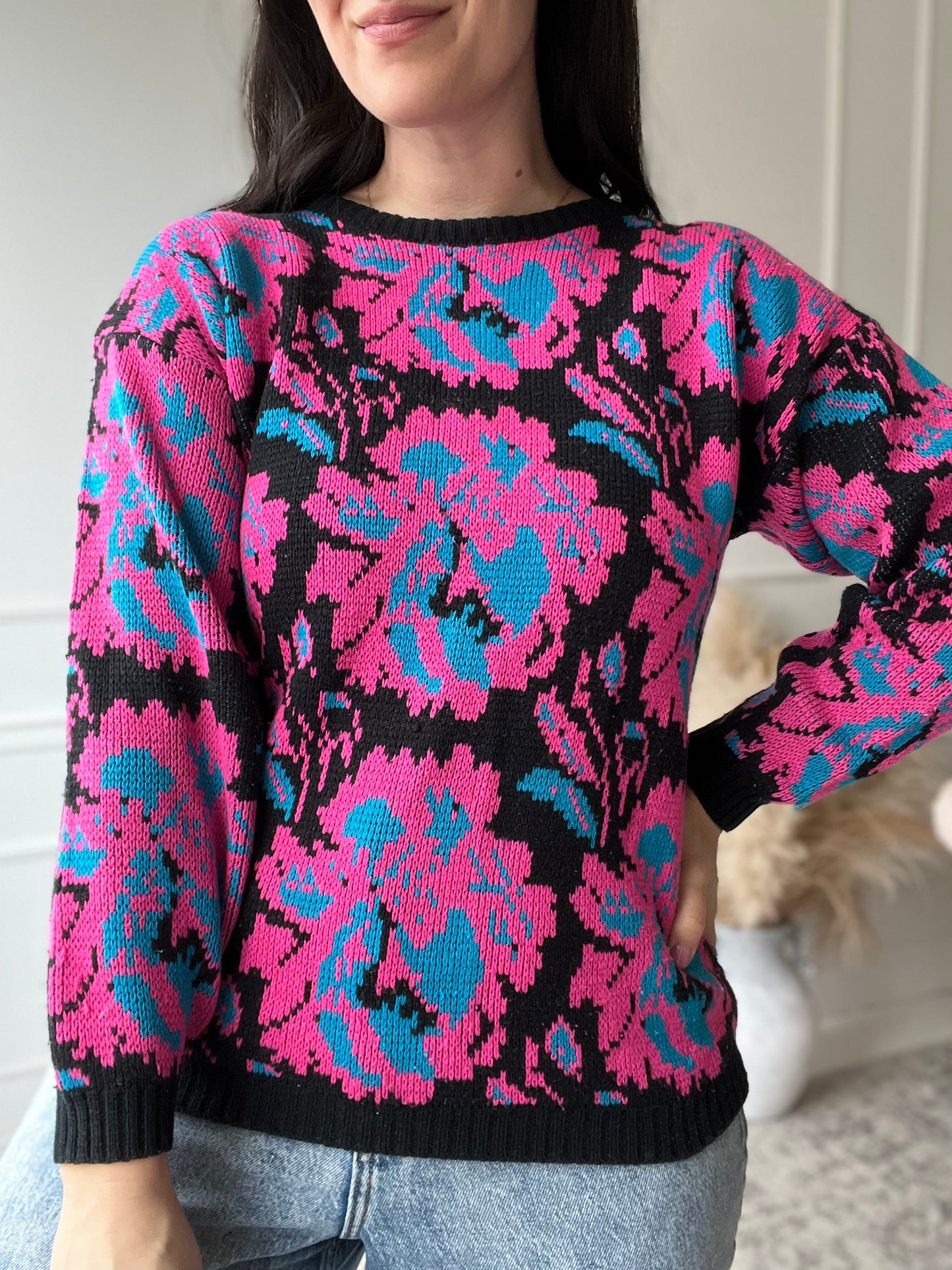 Hot Pink Abstract Knit - Size S/M