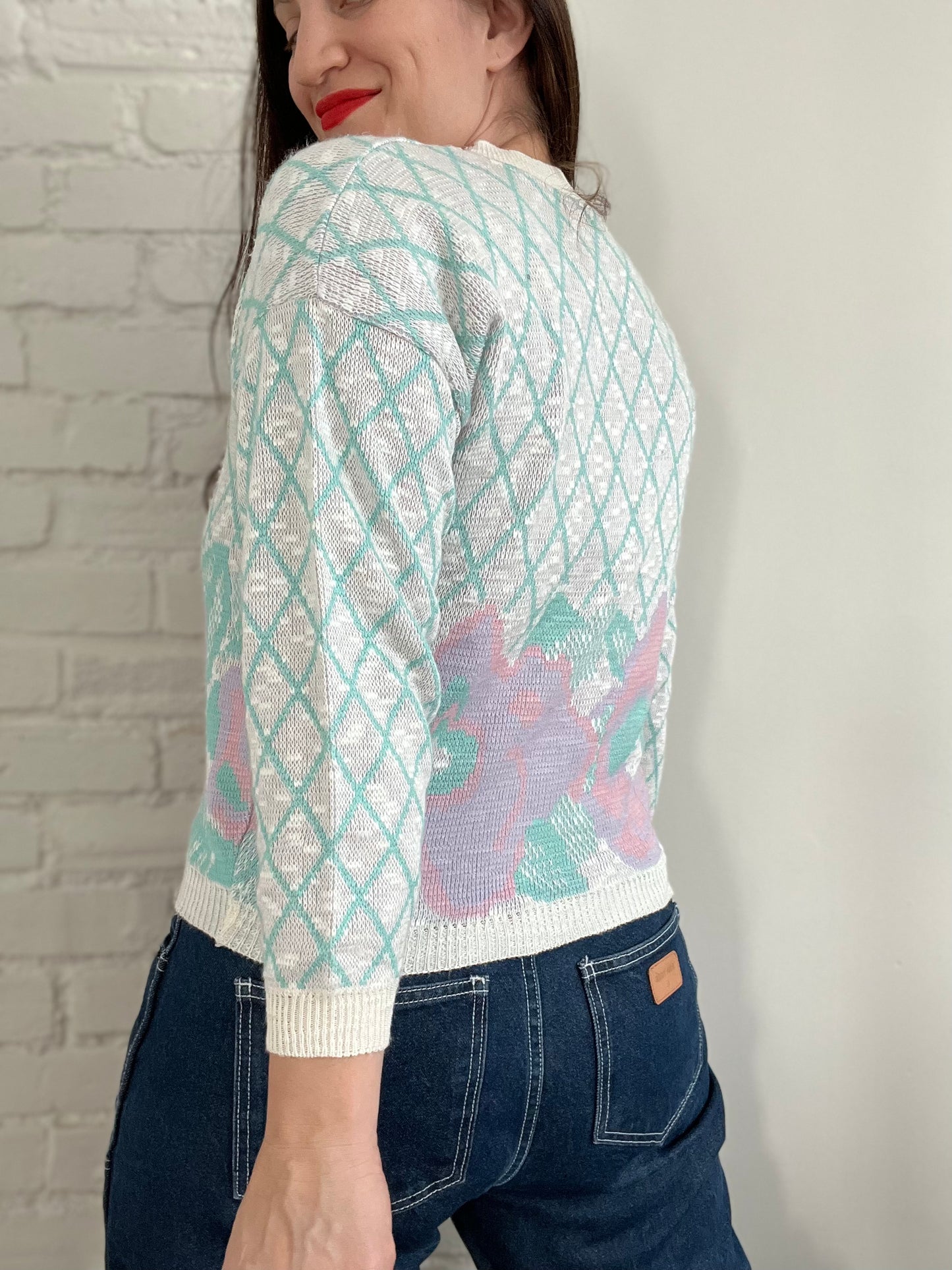 Abstract Roses Preppy Sweater - XS/S
