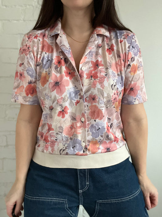 Vintage Floral Pastel Top - M