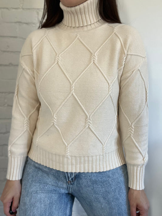 Textured Stretch Turtleneck Sweater - Size S-L