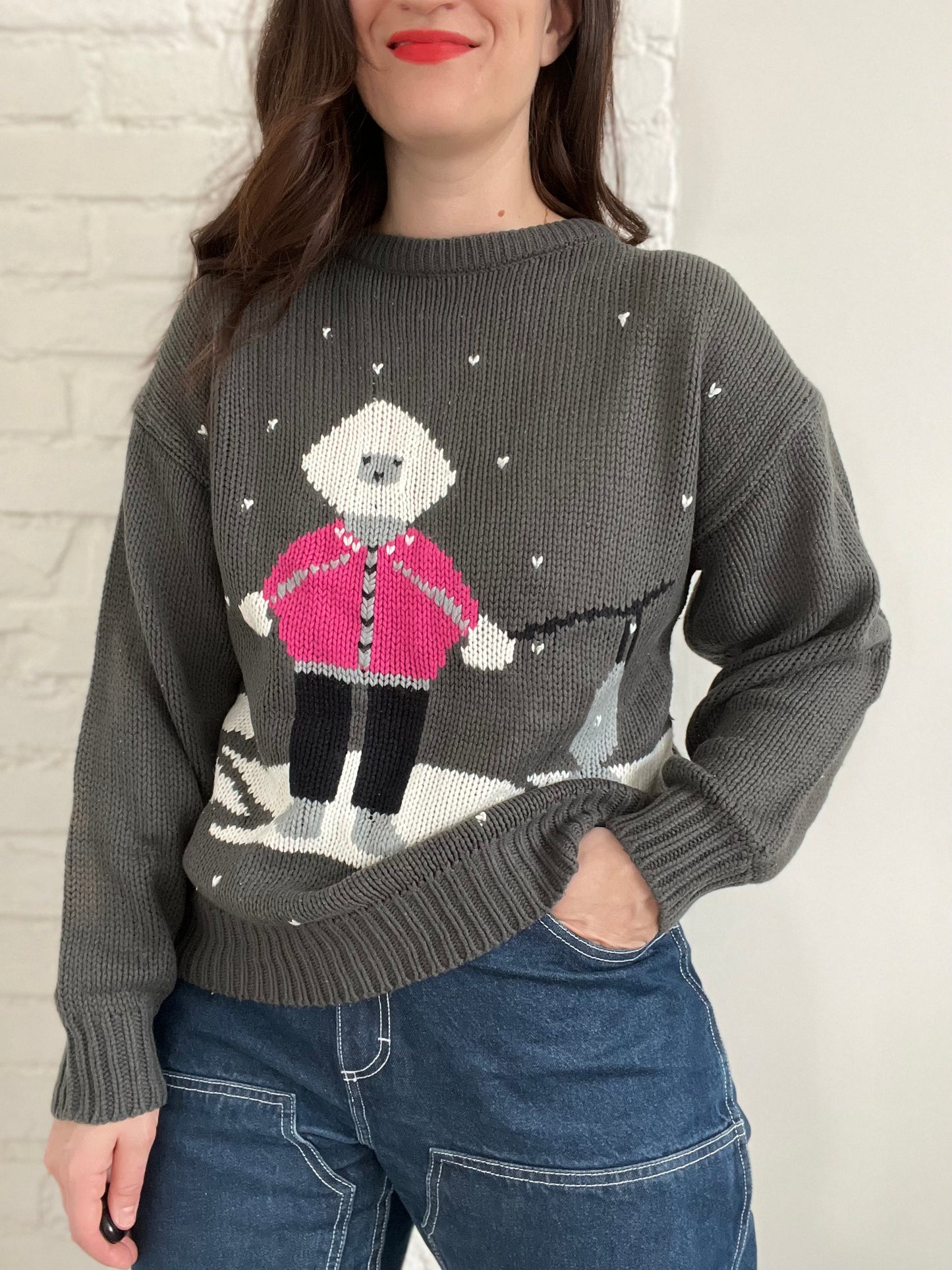 Vintage Ice Fishing Knit Sweater - L
