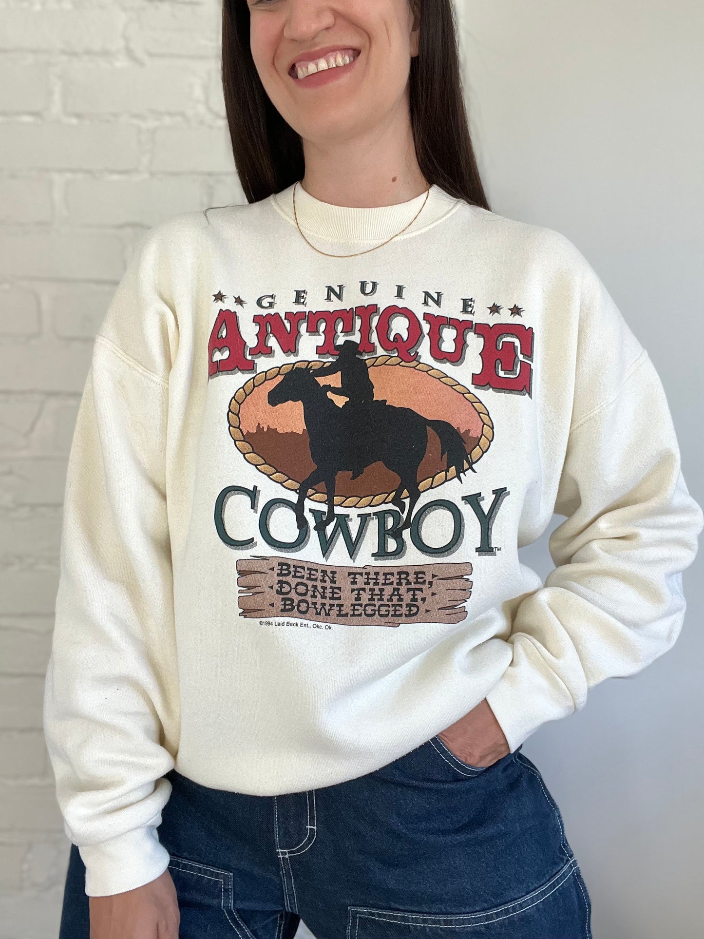 Antique Cowboy Sweater - Size L/XL