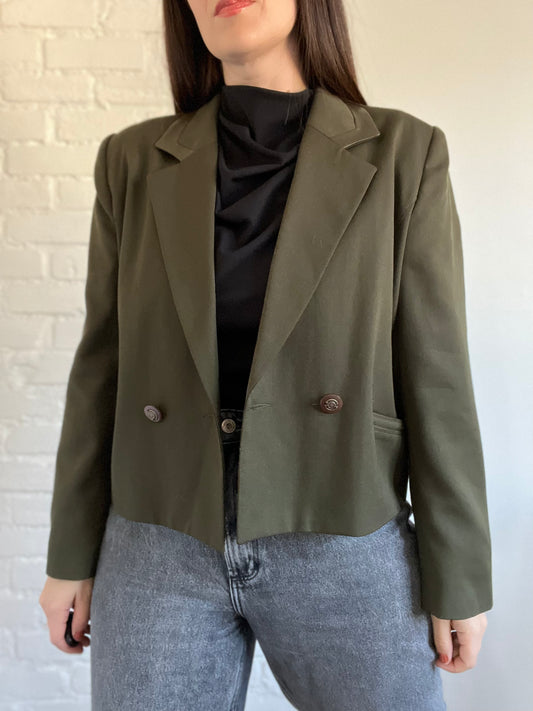 Olive Green Boxy Blazer - Size L