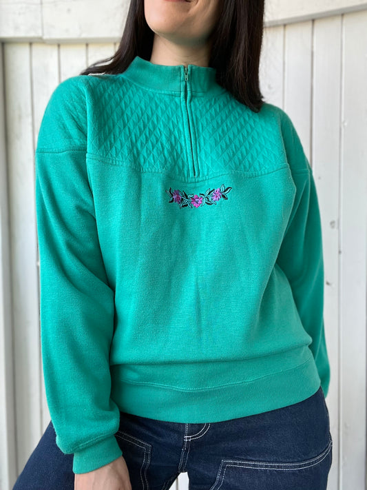 Turquoise Quilted Sweater - Size L