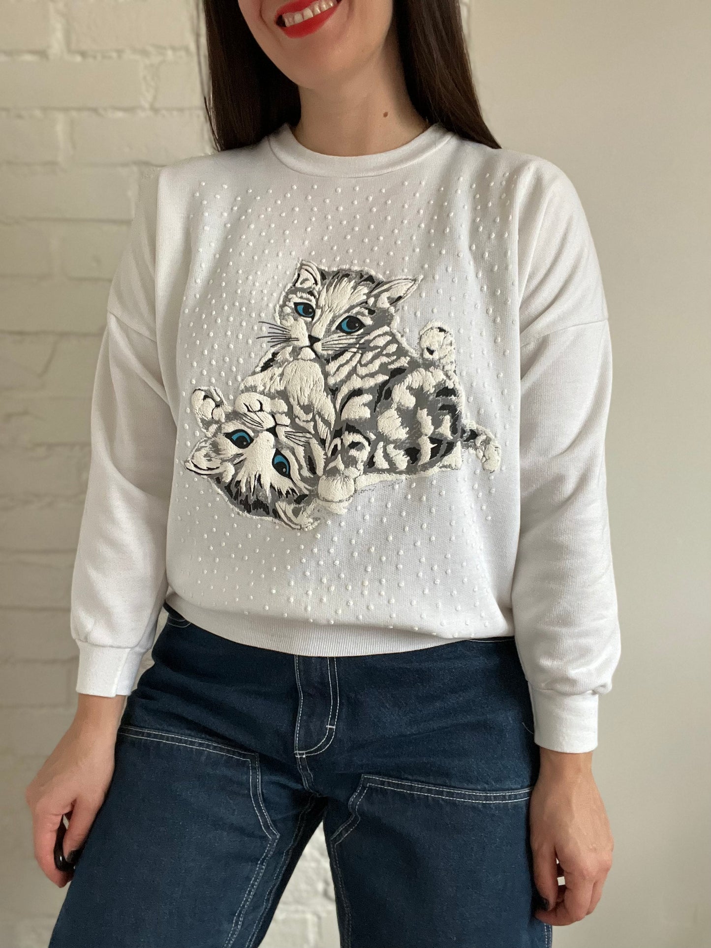 Snowy Kittens Sweater - S