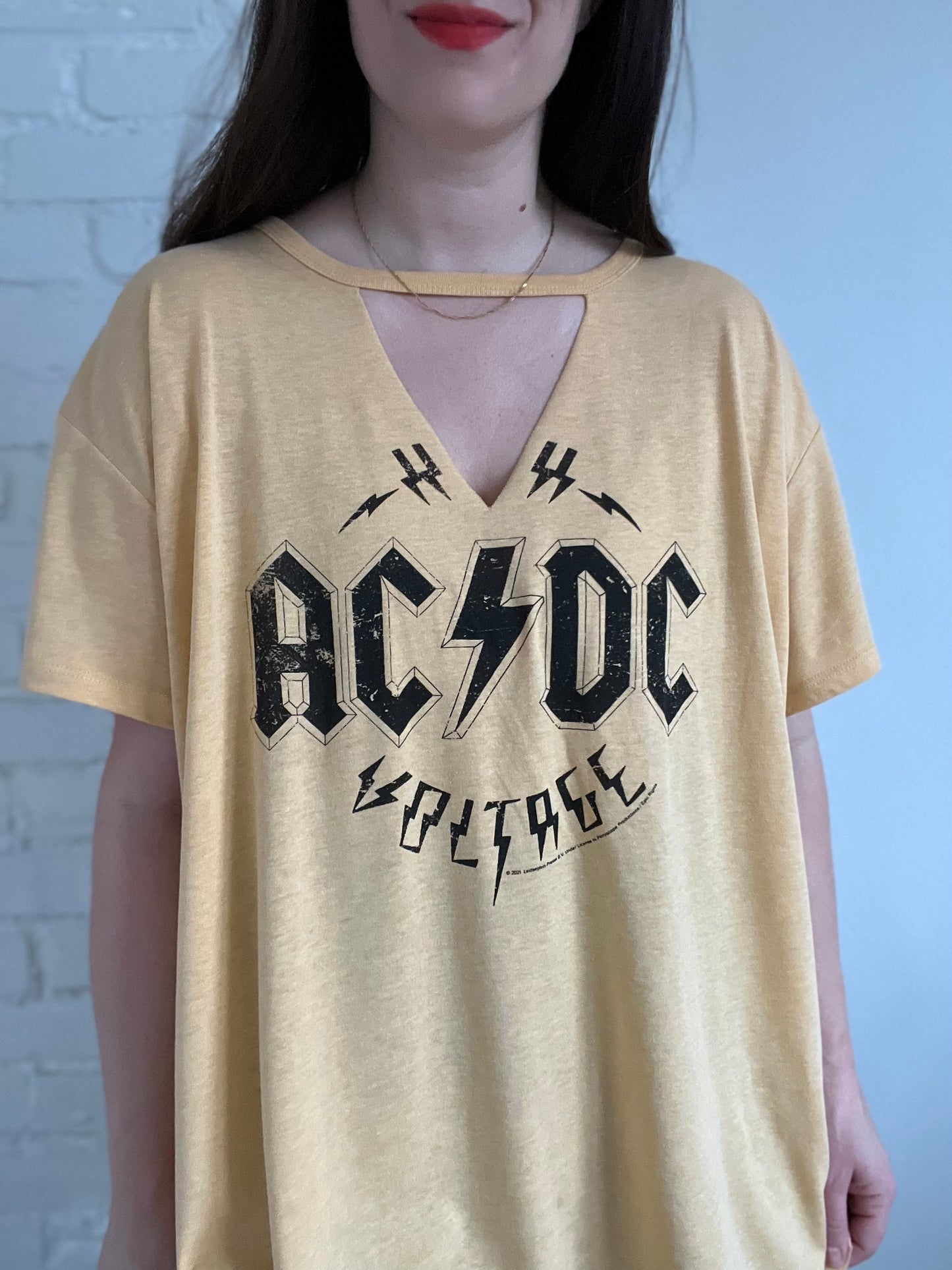 AC/DC Gold Choker Top  - Womens 3X