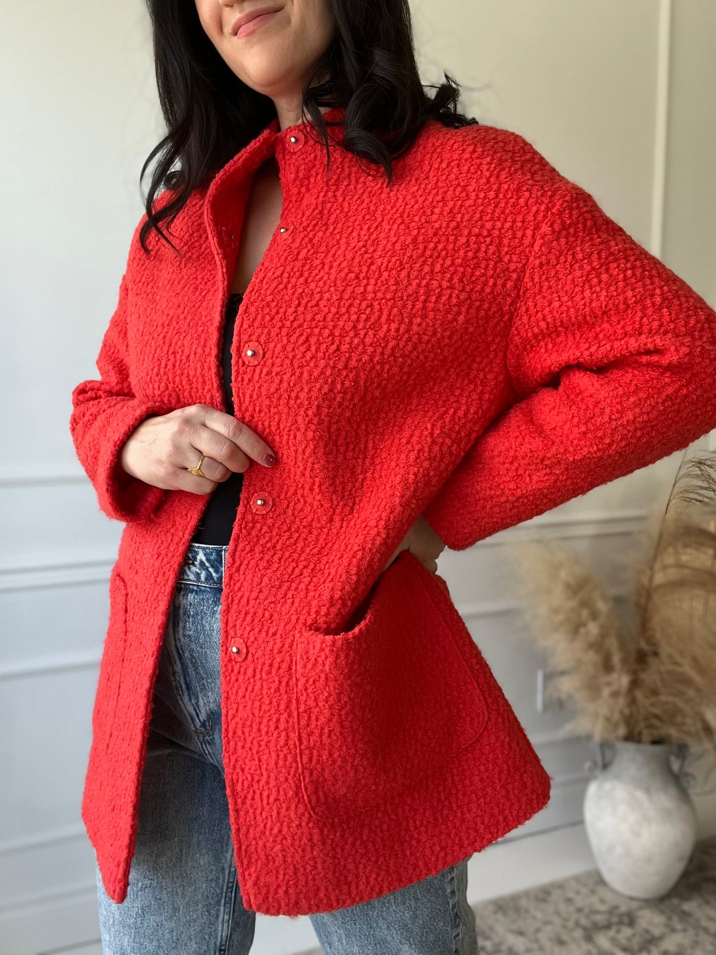 Cherry Red Texture Jacket - Size L/12