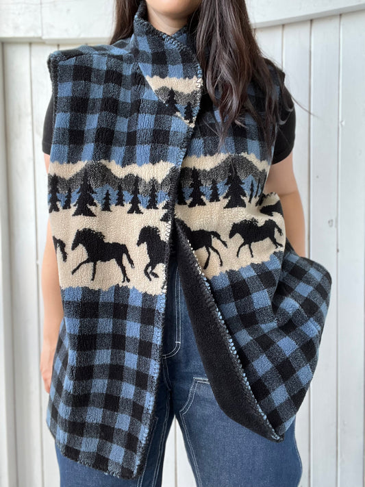 Vintage Horse Sherpa Vest - Size XL