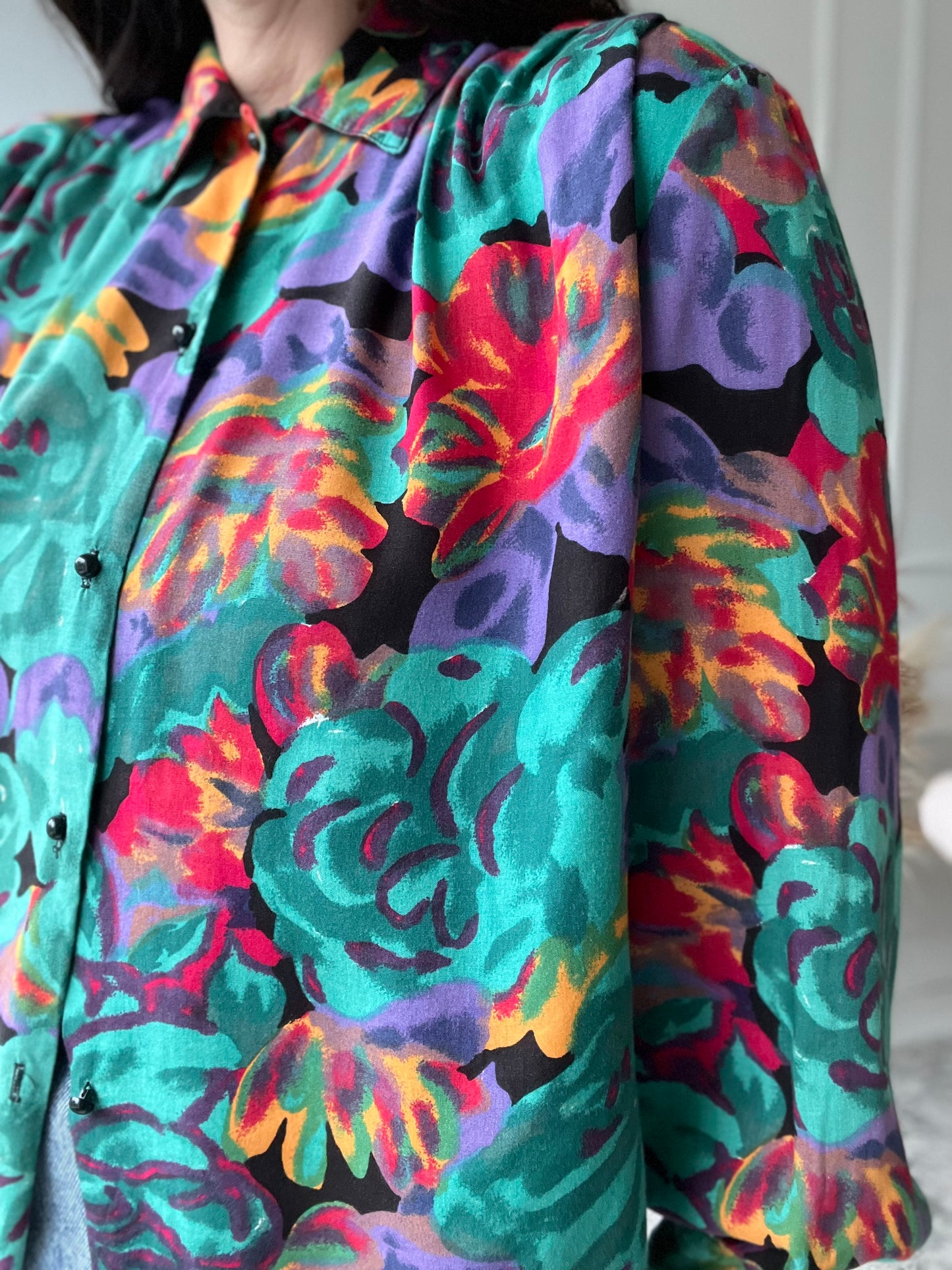 Watermark Floral Bold Blouse - Size XL
