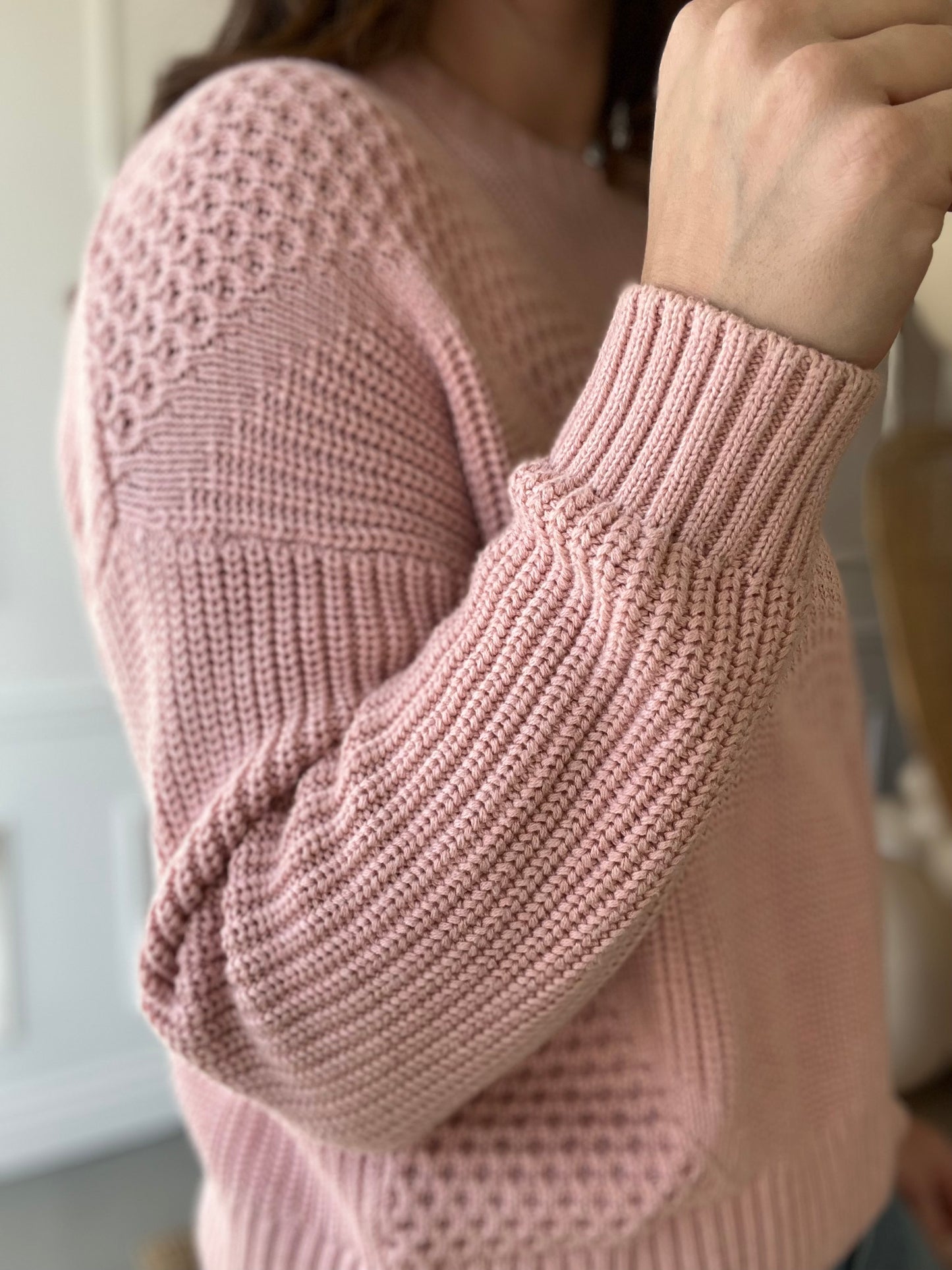 Blush Pink Knit Sweater - L